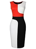 Mooncolour Women Newest Design Color Block Stitching Party Bodycon Dress