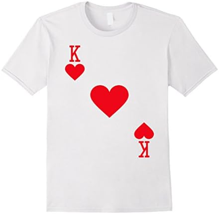Mens King of Hearts Costume T-Shirt Halloween Deck of Cards Medium White