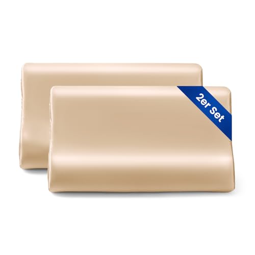 THXSILK 19 Momme 2er Set Seidenkissenbezug für Kontur Gedächtnisschaum Kissen Latex Cervical Maulbeerseide Nackenkissen, Hypoallergen Waschbar (50x30x