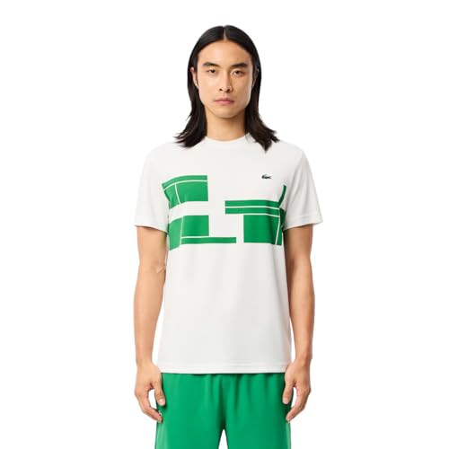 Lacoste Men’s Tennis x Novak Djokovic T-Shirt, White/Fluorine Green, 4X-Large