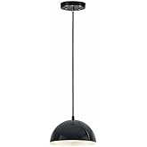 ET2 Hemisphere-10W 1 LED Pendant-9 Inches Wide by 5 inches high-Gloss Black/Aluminum Finish -Traditional Installation