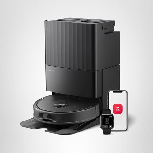 roborock QV 35S Robot Aspirador y Trapeador, Aspirador Todo en Uno, Potente Succión 10.000Pa, Autovaciado y Recarga, Lavado y Secado al Aire, Cepillos Antienredos para el Hogar, Pelos de Mascotas, Negro