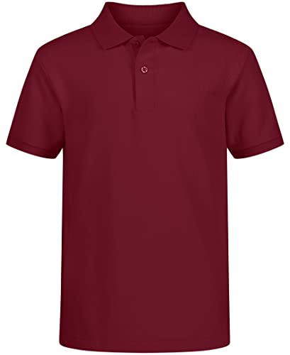 Izod Boys' School Uniform Short Sleeve Pique Polo, Burgundy, 3T