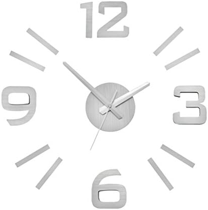 Aura Modern DIY 3D Wall Clock Home Decoration Sticker Room Decor (Silver)