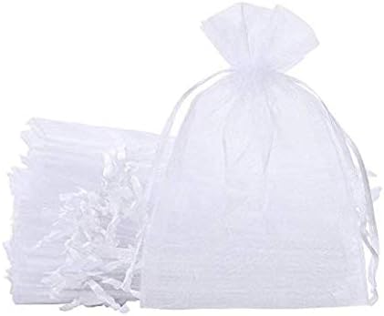 100Pcs Sheer Organza Bags Jewelry Candy Drawstring Pouches for Wedding Party Christmas Favor Gift Bags