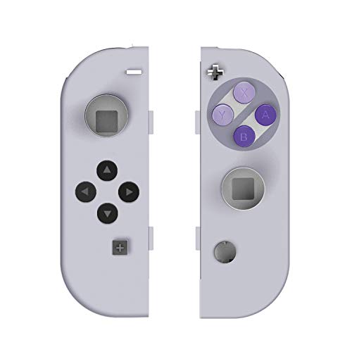 DIY Replacement Shell Case Set for Nintendo Switch, Full Set Buttons Soft Touch Grip Back Plate for Nintendo Switch Console, NS NX Joycon Handheld Controller Housing - Full Set SNES - Thumbnail 5