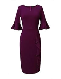 VFSHOW vestido de fiesta de cóctel con volantes y mangas acampanadas para mujer