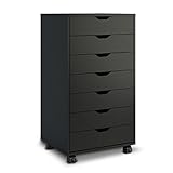 DEVAISE 7 Drawers Chest Storage Dresser Cabinet with Removable Wheels (Classic Style-Black)