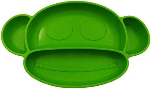 Phalatina モンキー ベビー プレート ボウル 食器 ぴったり 吸着 シリコン ひっくり返らない 割れない 壊れない 安全素材 離乳食 練習 ミニマット グリーン