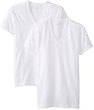 2(x)ist mens Cotton Stretch 2 Pack V-Neck T-Shirt, White, Medium