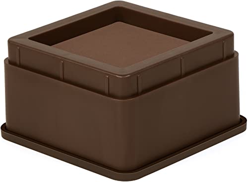 Utopia Bedding Bed Risers 3 Inch - Pack of 4 - Furniture Risers with Anti Slip Foam & Rubber Pad - Stackable Bed Lifts Risers Heavy Duty for Sofa, Bed, Table, Couch & Chair (Wood Brown)