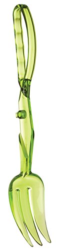 HIC Kitchen Salad Tong, Hinged Design, Detachable Fork and Spoon Green