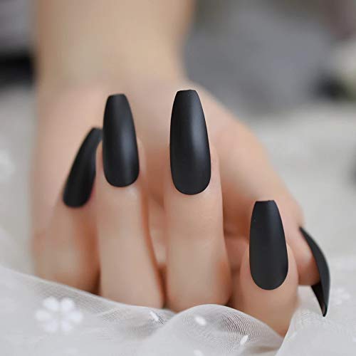 EDA LUXURY BEAUTY DARK BLACK MATTE GLAMOROUS DESIGN Full Cover Press On Gel Glitter Artificial Nail Tips Acrylic Extreme False Nails Extra Long Ballerina Ballet Coffin Square Super Fashion Fake Nails 5 EDA LUXURY BEAUTY DARK BLACK MATTE GLAMOROUS DESIGN Full Cover Press On Gel Glitter Artificial Nail Tips Acrylic Extreme False Nails Extra Long Ballerina Ballet Coffin Square Super Fashion Fake Nails