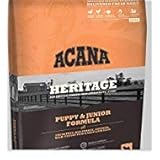 ACANA Heritage Puppy & Junior Dry Dog Food, 25 LB. Bag with Fresh Free-Run Turkey, Chicken, Wild-Caught Fish & NEST-Laid Eggs