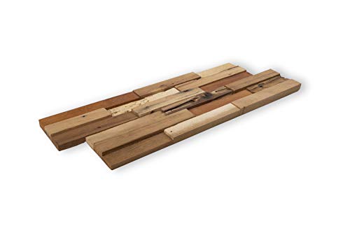 Woody Walls 3D Reclaimed Barn Wood Wall Panels | DIY Glue and Nails Installation | Premium Set of 10 Panels (9.5 sq. ft. per Box) Original Rustic