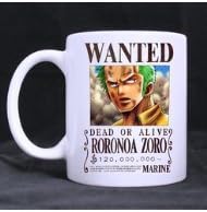LaHuo ONE PIECE Wanted Pirate Hunter Roronoa Zoro Logo Custom Design Morphing Mug Coffee Tea Cup 11 OZ