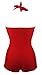 ebuddy Vintage Swimsuit for Women 1950s Elegant Inspired Boy-Leg One Piece Ruched Monokinis Swimsuit Womens Romper Tummy Control Bathing Suits for Women,Red-S