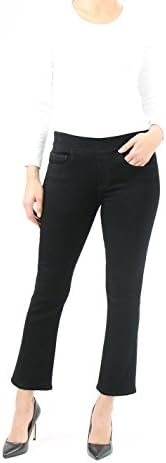 INDIGO SOCIETY Women's Petite Mid Rise Crop Mini Flare Jean 10P Black