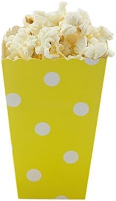 Vivi.S Polka Dot Popcorn Boxes Party Supplies 4.5''*2.8''*2'' YELLOW (Boxes Only)