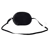 Mudder Silk Eye Patch with Elastic Strap for Amblyopia Lazy Eye Strabismus, Black (8 x 6.5 cm)