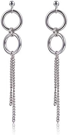 SHUCHANGLE Circle Long Earrings Korean Style Female Simple Geometric Silver Bts Earrings For Women And Men Fashion Pretty Jewelry