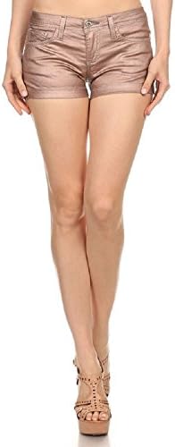 Low Rise Metalic Denim Short with Pocket (Large, Metalic Brown)