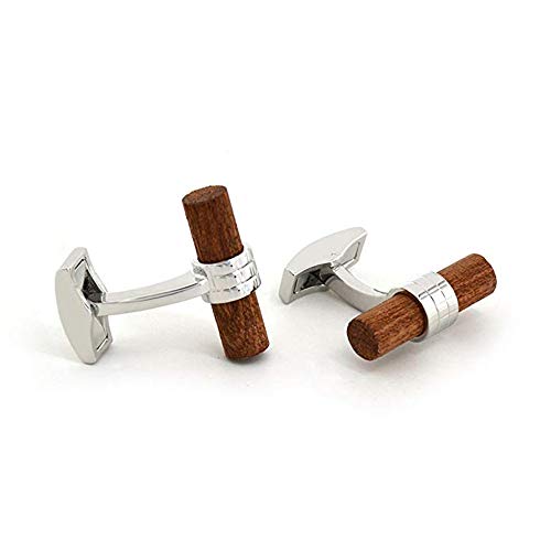 Merit Ocean Natural Wood Cufflinks Men's Wooden Cuff Links Wedding Business with gift box - Thumbnail 3
