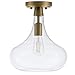 Linea di Liara Dierna Gold Semi Flush Mount Ceiling Light Modern Farmhouse Kitchen Flush Mount Ceiling Light Fixtures Clear Glass Bathroom and Hallway Light Fixture, LED Bulb Included, UL Listed