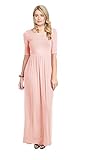 Simlu Long Maxi Dresses with Sleeves for Women - Peach