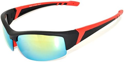 Men Full Shield Mirror Lens Sunglasses Sport Running Outdoor Red Frame