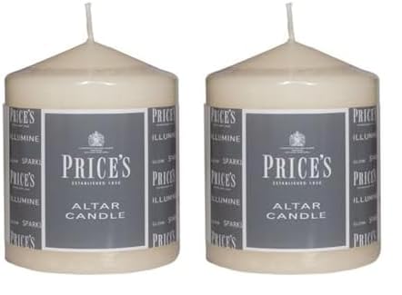 Price's Candles - Altar Candle - 100mm x 80mm - Unscented - Up to 50 Hour Burn Time - Smokeless & Dripless (Pack of 2)