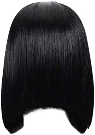 Luoluoluo Fashion Synthetic Short Straight Black Bob Hair Wig Natural Hair Full Wigs Short Hair Natural Hair Wig Belle Wig Shoulder Length Wig Punk Wig Medium Length Wig