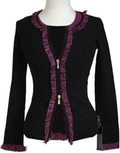 Titania - Women's Black Sweater with Fringe 2 Piece Set - Size M