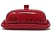 Porcelaine Butter Dish With Lid For East West Butter Great For Kitchen Storage & Decor or Gift Idea by Ashes To Beauty (Red)