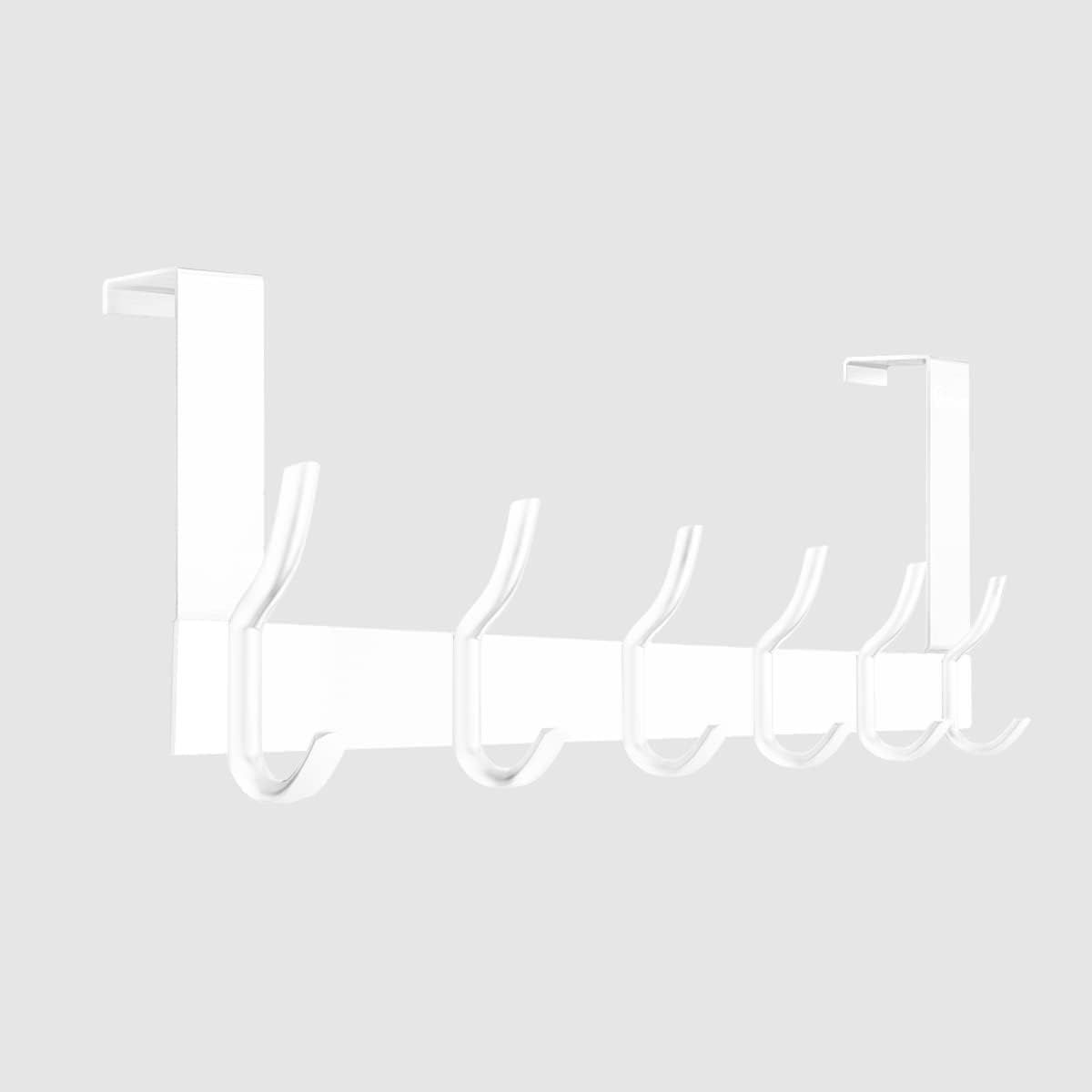 Anjuer Door Hanger with 6 Hooks, Door Hook for Hanging, Clothes Hooks for Bathroom, Hook Rail