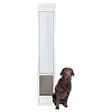PetSafe Freedom Aluminum Patio Panel Sliding Glass Dog and Cat Door, Adjustable 76 13/16 in to 80 11/16 in - Large-Tall White Pet Door