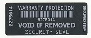 Warranty Void Black with White Printing Tamper Evident Security Labels X 100 Each with Unique Serial Number