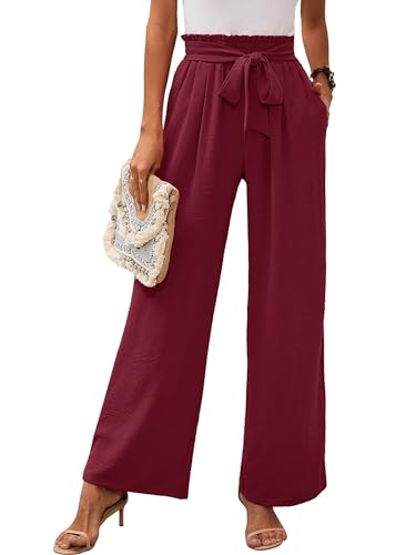 heymoments Women's Wide Leg Lounge Pants Burgundy Medium