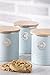 Typhoon Living Airtight Tea, Coffee and Sugar Storage Canister with Bamboo Lid, Set of 3, 1 Litre, Blue