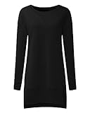 Celmia Women Casual Long Sleeve Casual Solid Tops Asymmetrical Hem Split Tunics Sweatshirts Black 2XL