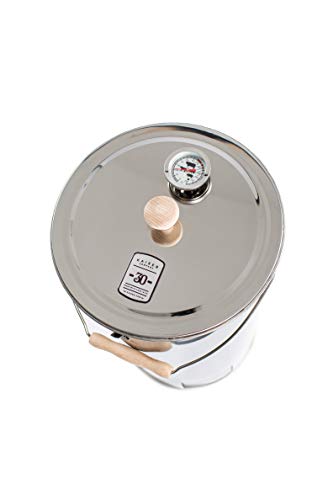 KAISER COMPANY '30' Hochwertiger Räuchertonne aus Edelstahl - Holzfeuerung I Geeignet für Fische I Tragbarer Smoker 53-90cm I Passen bequem 4kg Fleisch I mit Zubehör I Nicht ROSTEND – Bild 3