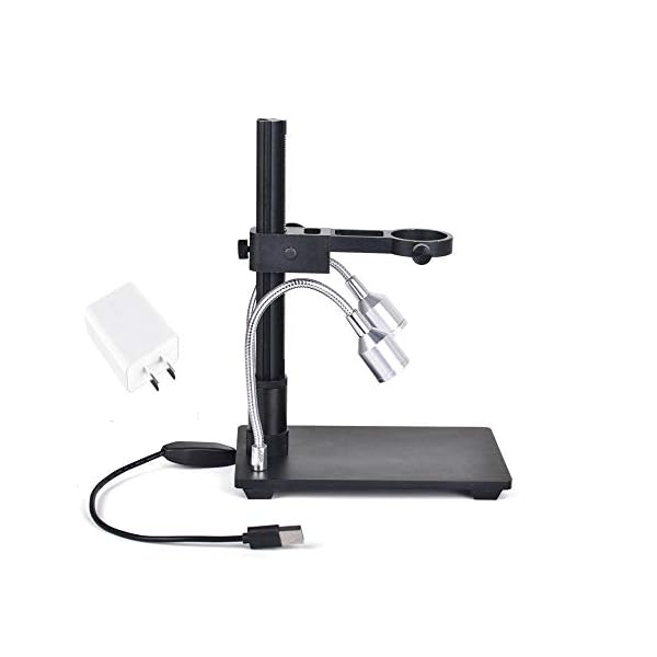 HELEISH Tragbare Aluminiumlegierung Arm USB-Mikroskop Ständer Halter Halterung Hilfsmittel (Color : With LED lights) – Bild 7