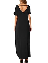 GRECERELLE vestidos largos holgados informales con bolsillo para dama, vestidos largos con mangas cortas con aberturas