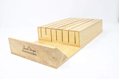 Kitchen Drawer Wooden Knife Block | Natural Wood Kitchen Knife Holder for Kitchen Counter | Knife Block without Knives | Non Magnetic Knife Holder | by Jean Patrique