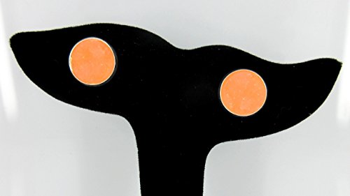 Silver-tone Apricot Faux Druzy Stone Stud Earrings 12mm
