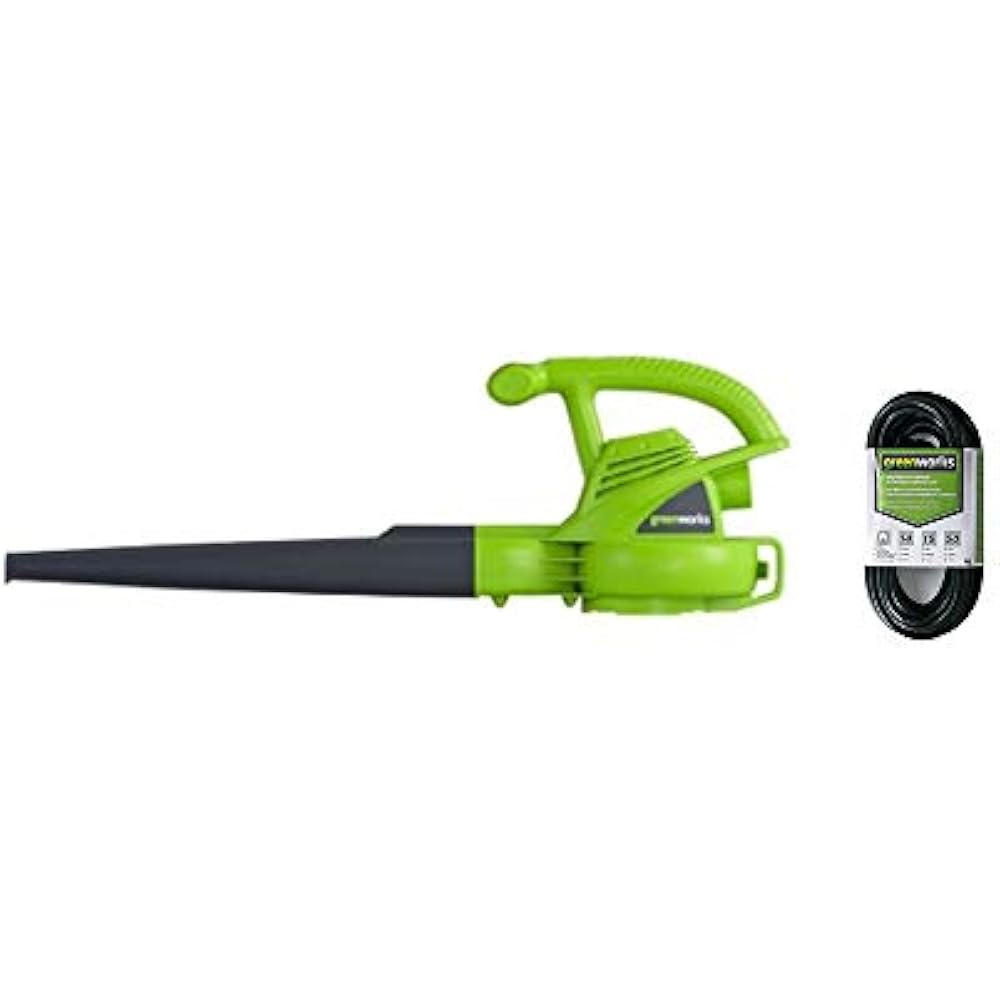 Greenworks 7 Amp Single Speed Electric Leaf Blower, 160 MPH, Extension