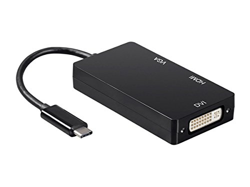 Monoprice USB Type-C to 4K HDMI, Single Link DVI, and VGA Passive Adapter, Black