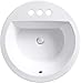 KOHLER K-2714-4-58 Bryant Round Drop-In Bathroom Sink with Centerset Faucet Holes, 4