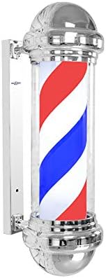 Outdoor Barber Pole Light Classic Style LED Rotating Illuminating 75CM White Blue Red Stripes Waterproof Light Hairdressing Salon Shop Sign Save Energy,Red [Energy Class A]
