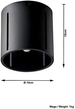SOLLUX Inez Lamp Aluminium Lighting LED Light Bulb Round Minimalist Lampshade Easy Installation Black Colour 10x10x10 cm Ceiling Lamp - Image 4